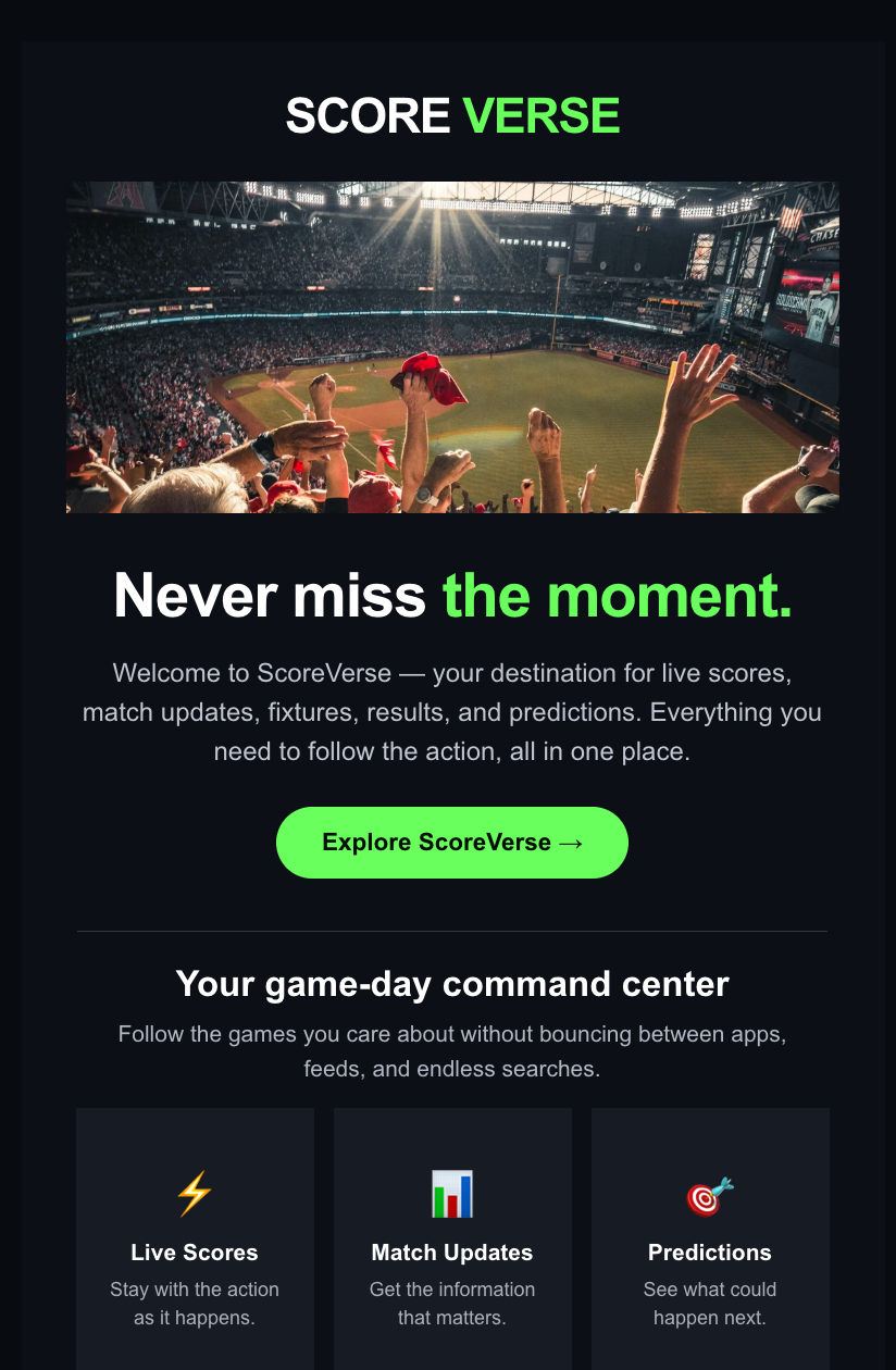 ScoreVerse Welcome Email